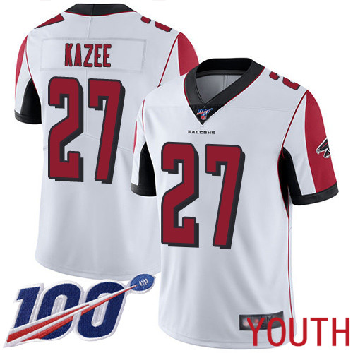 Atlanta Falcons Limited White Youth Damontae Kazee Road Jersey NFL Football #27 100th Season Vapor Untouchable->youth nfl jersey->Youth Jersey